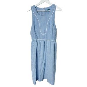 Southern Frock blue and white stiles Nantucket Seersucker zipper back Dress 12